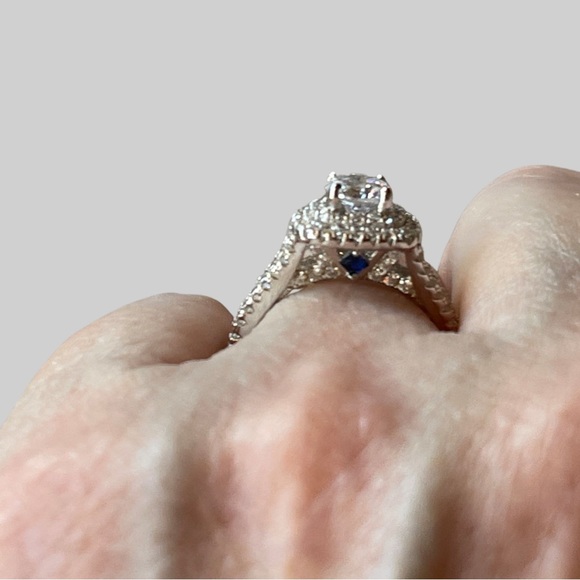 Wedding Set with Sapphire in heavy Pave on this 1ct Engagement Sterling! - Picture 4 of 16